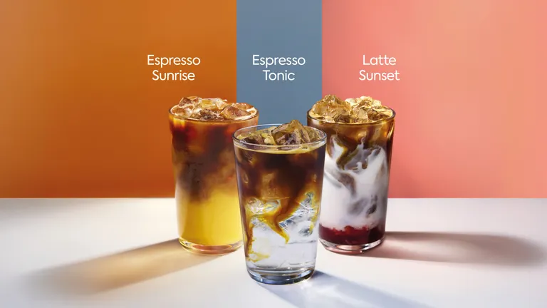 Iced coffees in three different tastes.