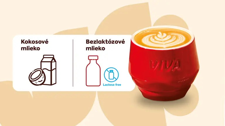 Viva coffee with coconut or lactose free milk.