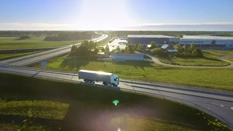 The truck on the road